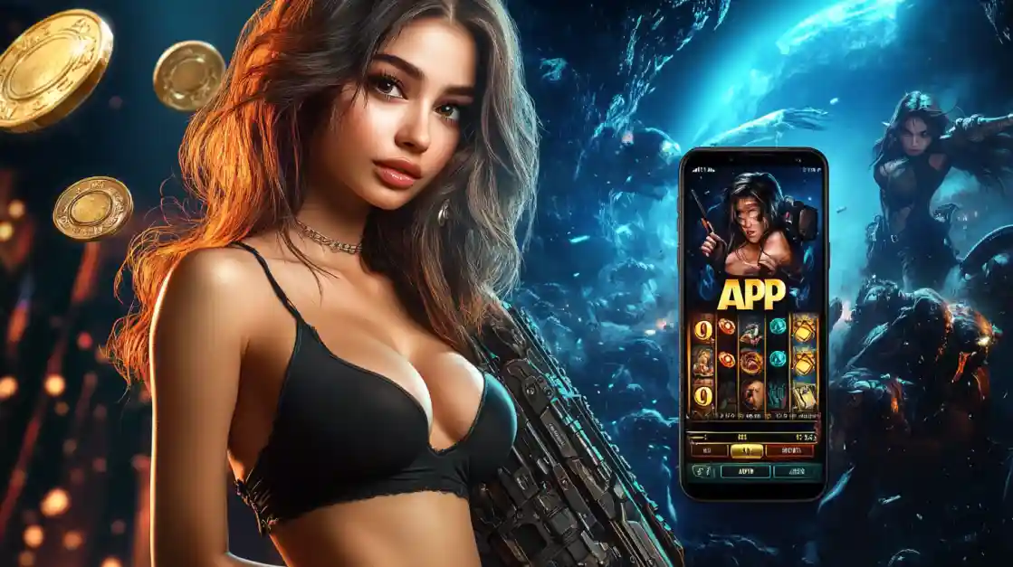 একজন সাহসী নারী G777 মোবাইল গেমিং অ্যাপ ব্যবহার করছেন, যা অ্যাকশনভিত্তিক গেমের অনুভূতি প্রকাশ করে।